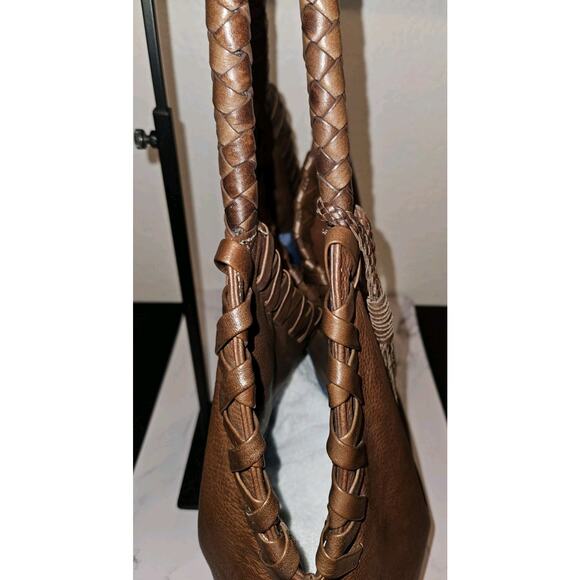 Donald J Pliner Marquis Brown Leather Hobo Handbag 21x15x5 - Picture 10 of 16